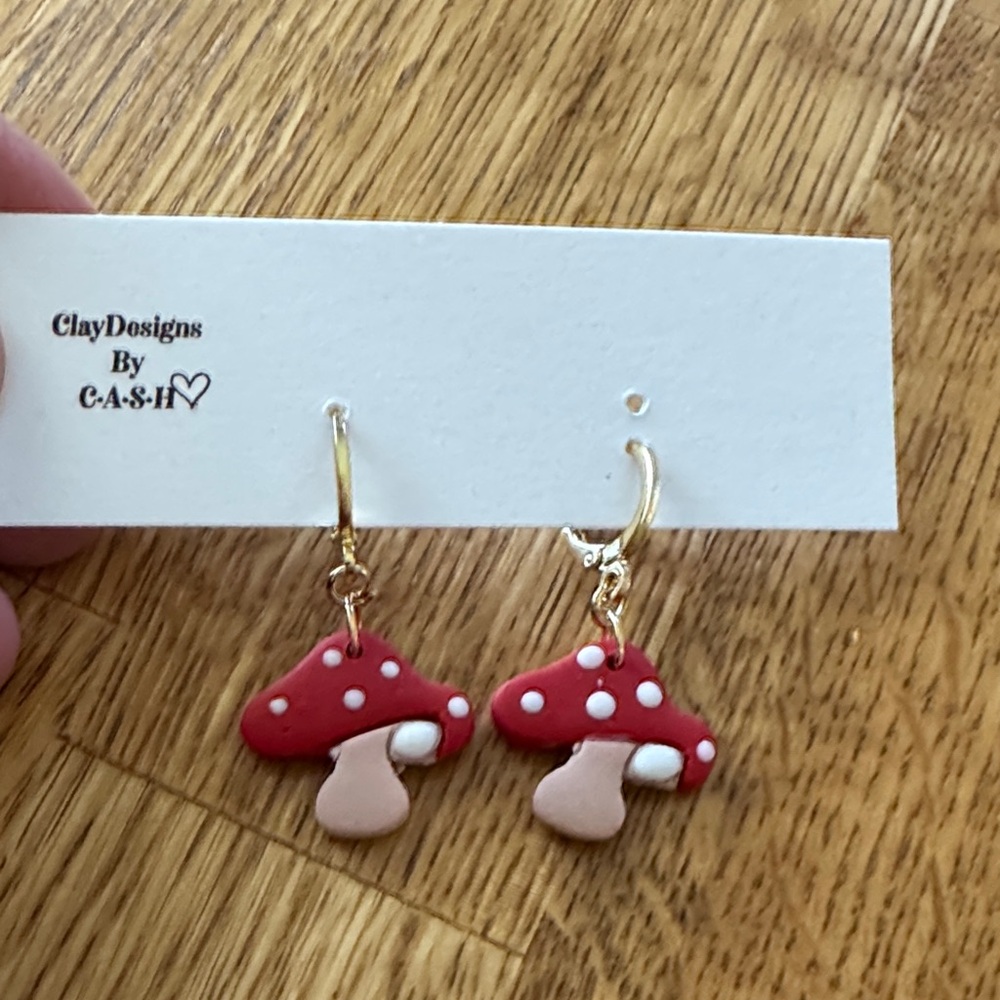 Red Mushroom Earrings for Kids